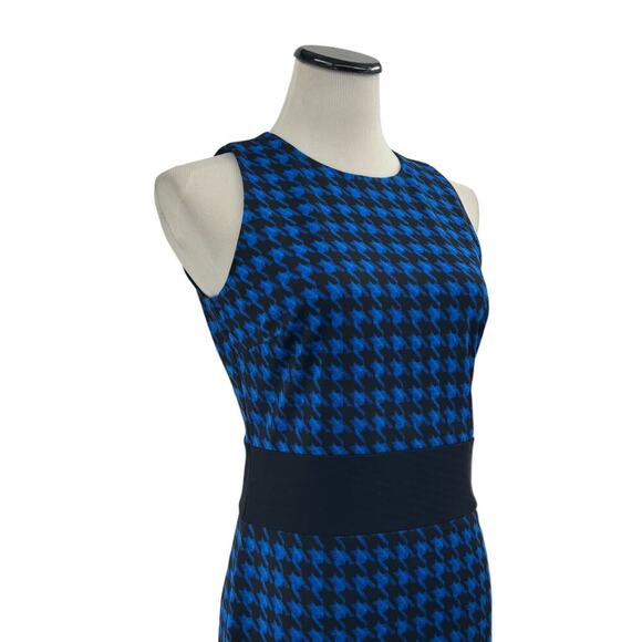 Michael Michael Kors Panzano Band Amalfi Blue Houndstooth Dress 8 - Picture 5 of 10